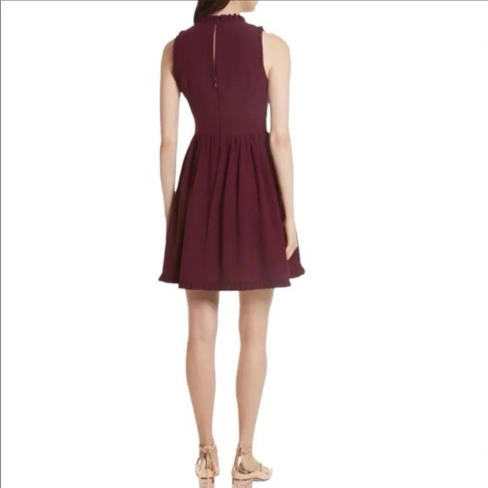 Kate Spade Dress Ma Cherie Ruffle Fit Flare Sleeveless Purple Deep Cherry Size 2